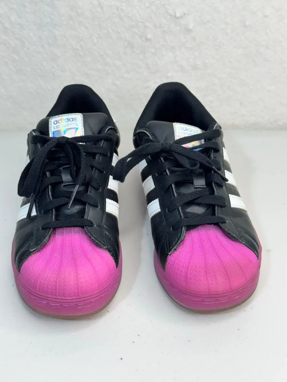 Adidas Superstar LED Lights Sneaker Shoes Core Black & Purple Burst Kids Size 3